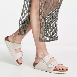 Birkenstock Arizona in White Leather Soft Footbed Size 39 US 8 - 8.5